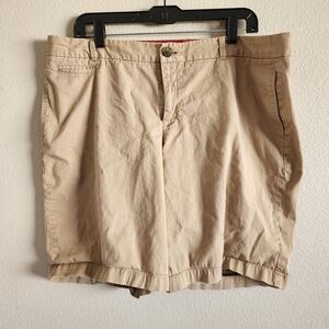 Dockers Womens Low Rise Curvy 16 Tan Flat Front Shorts